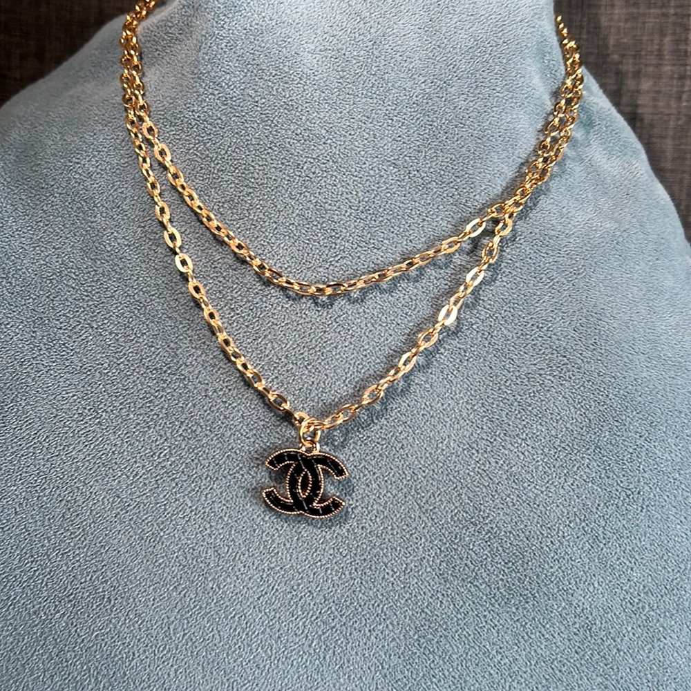 Up-Cycled Chanel Zipper-Pull Double Chain Necklace.